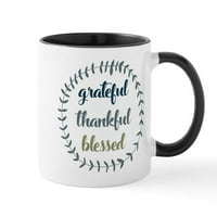 Cafepress - Благодарна благодарна благословена - унция керамична чаша - чаша чай за новост кафе