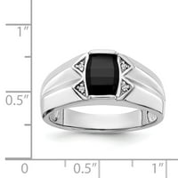 Солидна 14K бяло злато срещу диамант мъжки пръстена с размер 9