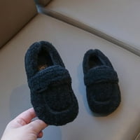 DMQUPV кожени ботуши за детски ботуши Момчета и момичета памучни обувки плоско дъно плюшено топло приплъзване на удобни момичета обувки с размер обувки черно 1.5