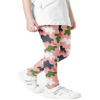Калзи леопардови панталони Детски карикатура отпечатани дълги панталони меки удобни дъна с висока талия с тестени панталони гамаши розово зелено камуфлаж