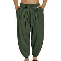 Tawop панталони за мъже небрежни цветни цветове обвързване на крак дишащ разхлабени панталони армия зелено 12