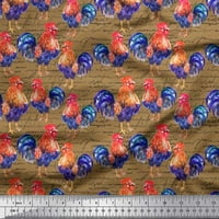 Soimoi Viscose Chiffon Fabric Text & Hen Bird Decor Fabric Printed Yard Wide