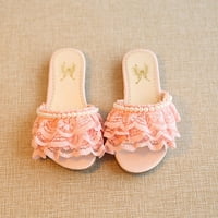 Binmer Girls Children Beach Princess Shoes Pearls Небрежна дантела летни сандали чехли