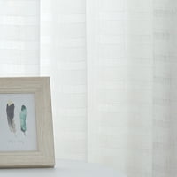 Fragrante от бели чисти завеси за ленено бельо с текстурирана хоризонтална ивица Завестната светлинна филтрираща Grommet Top 40 Wx63 L, панели