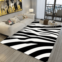 Черно -бял зебра килимчета, модерен абстрактен килим за изкуство, нередовен райета килим, Zebra Print Удобно меко килим за стая диван хол за килим за спалня Домашен декор 4 '5'