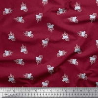 Soimoi Red Poly Georgette Fabric Artistic Floral Print Sewed Fabric Wide Yard