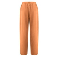 Uorcsa личностни копчета направо твърди ежедневни с висока талия многостранни женски панталони оранжеви