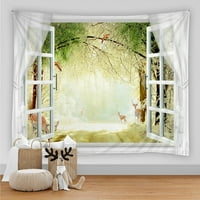 Имитация на прозорец пейзаж гоблен стена висящо палмово дърво плаж изглед към гоблени изкуство домашен декор за стена за килим за килим одеяло