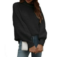 Voncos жени пуловери за костенурка - пуловер на клирънс небрежен дълъг ръкав костенурка дамски пуловери върхове черен размер m