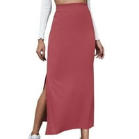 Lhked поли за женски универсален половин пола с твърд цвят еластична опакована хип пола с разделителна пола на клирънс