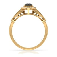 CT Black Diamond Изкачен пръстен с мойсанит за жени, елегантен черен диамантен златен пръстен с мъниста в обстановка, 14k жълто злато, САЩ 8.00