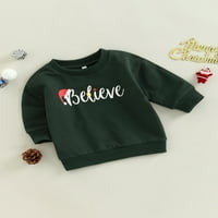 Малко дете момиче момче коледна суичър памук Crewneck Дядо Коледа Пенцования пуловер Топ неутрални сладки дрехи