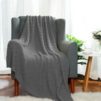 Piccocasa памучен кабел плетен одеяло допълнително меко одеяло за диван и диван сив 47 70