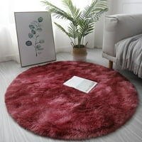 Кръг кръг рошав килим за хол Спалня килим под пухкав мат анти-скид червено 24in