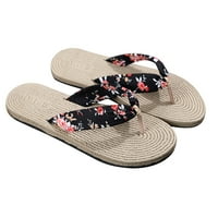 Rosarivae чифт женски чехли клинове имитация на слама плоска флорална ежедневна пътувания прости плажни обувки бохемски изходящи сандали хлъзгави хлъзгачи размер