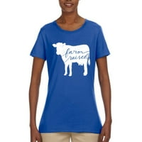 Ферма, отгледана крава любител на животни Женски тениска, кралска, голяма