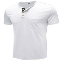 Hanerdun Men Небрежни тениски мъжки плътно цвят с къс ръкав тениска бяла 2xl