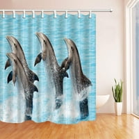 Делфини шоу декор Делфини скачат от вода полиестер тъкан за баня за баня душ завеса