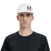 Писмо N America USA Flag Бейзболни шапки, шапки за камиони за мъже и жени, регулируеми дишащи плоски шапки, бяло