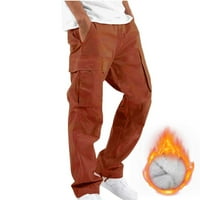 Cllios товарни панталони за мъже руно облицовани солидни ежедневни мулти джобове на открито работа направо крак фитнес зимни топли дълги панталони панталони панталони