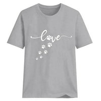 Ризи за жени плюс размер Свети Валентин Графични тийнейджъри с къс ръкав отпечатани разхлабени ризи блузи на ризи блузи върхове