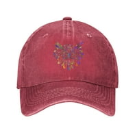 Регулируема бейзболна шапка жени, цветни геометрични абстрактни шапки за птици за мъже възрастни измити памучен дънков бейзболни шапки мода, червено