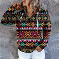Amousa огромни суичъри Женски случайни модни винтидж печат с дълъг ръкав бутон за пуловер Суичърс Суичърс