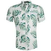 Хавайска риза за мъже Просвещение Мъжки отпечатан модел Небрежна модна ревера къса ръкав риза блуза подаръци за мъже до 60% отстъпка от мода