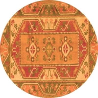 Ahgly Company Indoor Round Oriental Orange Traditional Area Rugs, 3 'Round