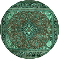 Ahgly Company Indoor Round Medallion Turquoise Blue Traditional Area Cugs, 6 'Round