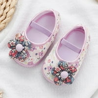 Летни сандали момиче меки проходилки цветни цветя принцеса плоски пешеходци обувки розов размер 12