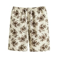 Мъжки хавайски плажни къси панталони ежедневни летни къси панталони с джобни кафяви размер l