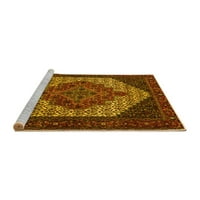 Ahgly Company Machine Pashable Indoor Square Persian Yellow Traditional Area Cugs, 7 'квадрат