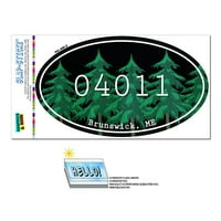 Brunswick, Me - Forest - Oval Zip Code Sticker