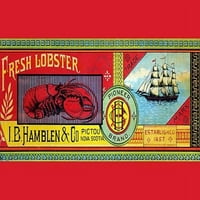 Викторианската ера може да етикетира за омари от I.B. Hamblen & Co. от Pictou, Нова Скотия в Канада. Печат на плакат от Sun Litho Co