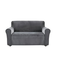 Topfinel плюшен кадифена дивана Модерен моден разтягащ се диван покрива мебел протектор за 3-местен диван, тъмно сив