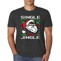 Wild Bobby, Santa Single и готов за Jingle Christmas пуловер Men Premium Tri Blend Tee, винтидж черно, малък