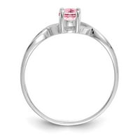 14k бяло злато розов турмалин пръстен за раждане