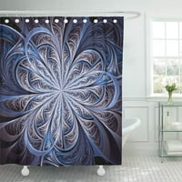 Синя абстрактна замразена фрактална цветна флорална ярка коледен цвят креативна дълбока баня завеса за душ