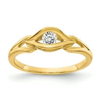 Солиден 14K жълто злато полиран AA симулиран CZ пръстен