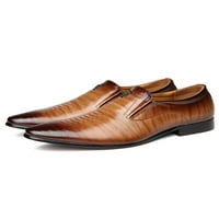 Sanviglor Men Oxfords Business Loafers Slip on Dress Shoes Party Не леки обувки Comfort Square Toe Loofer Brown 9.5