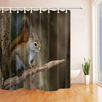 Животни декор сладка катеричка върху дървените клони полиестер плат за баня за душ завеса