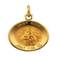 14k Gold Saint Roch Религиозен медал - солидно 14k жълто злато, под 2 3