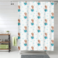 Замразена завеса за душ, принцеса душ завеса душ завеса водоустойчива мана устойчив душ завеса куки декоративни деца баня душ завеса