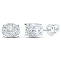 Сребърни сребърни женски кръгли диамантени обеци cttw