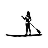 Girl Paddleboarding Sticker Decal Die Cut - самозалепващо винил - устойчив на атмосферни влияния - направен в САЩ - много цветни и размери - Жена на дъската за сърф