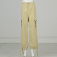 Hhei_k дамски торбисти товарни панталони винтидж дънки с джобове широки панталони за крака, разхлабени гащеризони с дълги панталони Панталони
