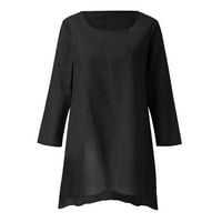 Pxiakgy тениски за жени жени плюс размер с дълъг ръкав нередовен подгъв бельо с торбичка блузна риза дами лятна туника върхове дамски тениски черни + l