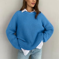 koaiezne нов ежедневен свободен мързелив пуловер с вятър жени външно износване пуловер с дълъг ръкав кръгла врата плетен пуловер