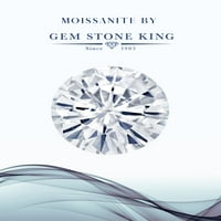 Gem Stone King 18K Rose Gold Плака Сребърен 3-каменни обеци за висяне Персийско синьо и бяло Мосанит